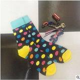 CHAOZHU New Arrival Cool Skateboard Hip Hop Dots Stripes Patchwork Pattern Fashion Brand Happy Socks Men Boys Male