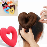 1 PC Cute Heart Shape Tiaras Hair Styling Tool Women Girls Sponge Bract Head Meatball Hair Bun Maker Ring Donut Free Shipping