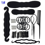 Professional Braiders Women Hair Styling Tools Set Bun Maker Ponytail Holder Bobby Pins Elastics Hair Braid Twist DIY  Kit