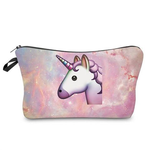 3D Printing Cute Unicorn Cosmetic Bag Multicolor Pattern Women Travel Toiletry Make Up Bag Cosmetics Pouch Makeup Organizer