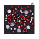 Sale 1Box 3D Rhinestones Diverse DIY Gems New Charming Mix Nail Art Decoration Rose Jewelry Gel Glitter Nail Art Decoration