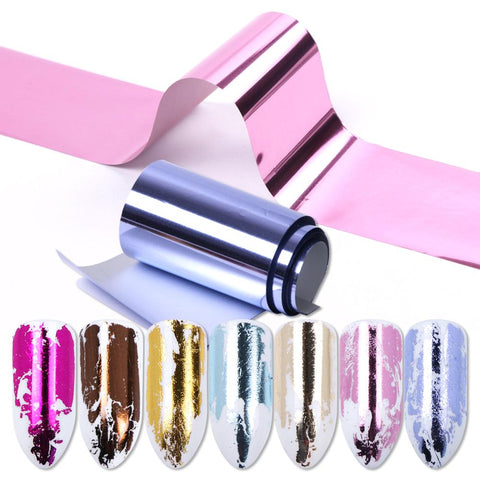 14pcs Charm Nail Foils Polish Stickers Metal Color Starry Paper Transfer Foil Wraps Adhesive Decals Nail Art Decorations BE996